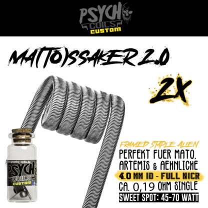 Handgefertigte Matossaker 2.0 NiCr Coil, kompatibel mit Mato RDTA und Artemis RDTA, ideal für erfahrene Selbstwickler
